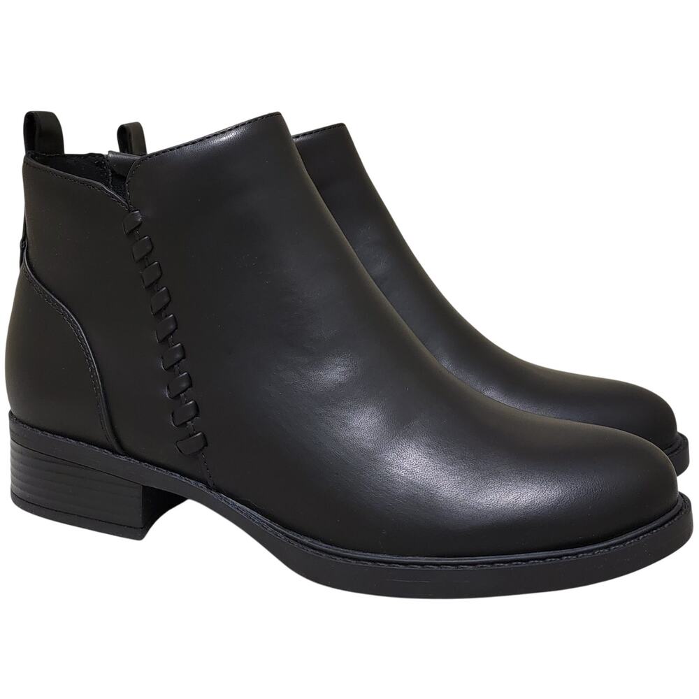 Easy Spirit Women Lorand Block Heel Ankle Booties Size US 8M Black Faux Leather